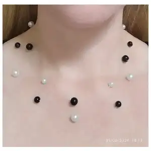 Collar de perlas flotantes doble. p55N miniatura 1