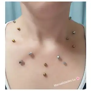 Collar de perlas flotantes doble. p55N miniatura 2