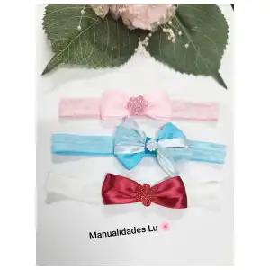 Diadema para bebé con lazo doble. #18A miniatura 1