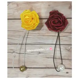 Liga para el cabello con rosa. #46A miniatura 1