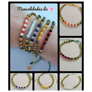 Pulsera con cristales verde y amarillo. #16A miniatura 1
