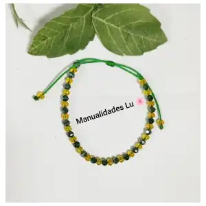 Pulsera con cristales verde y amarillo. #16A miniatura 2