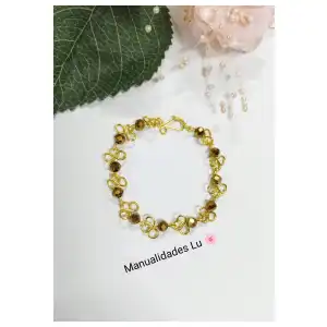 Manilla de trébol con piedras semipreciosas. miniatura 2
