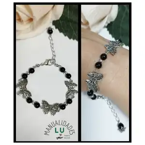 Pulsera de perlas y mariposas miniatura 1