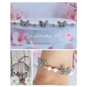 Pulsera de perlas y mariposas miniatura 2