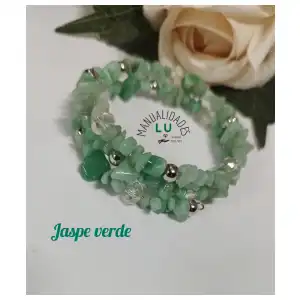 Pulsera de alambre de memoria con piedra luna y balines de acero inoxidable miniatura 4