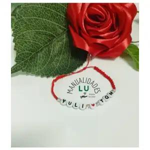 Pulsera macrame tejida con letras miniatura 5