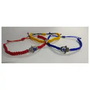 Pulsera macramé tejida mano de fátima y ojo turco. miniatura 1