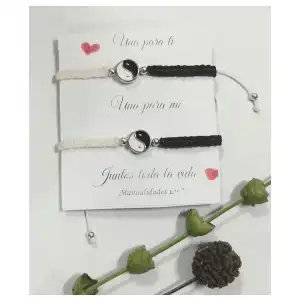 Pulsera macramé tejida yin yang miniatura 2