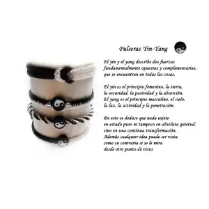 Pulsera macramé tejida yin yang miniatura 1