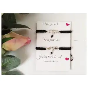 Pulsera macramé tejida con conector  metálico miniatura 4