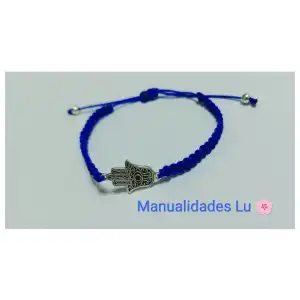 Pulsera macramé tejida mano de Fátima plana miniatura 2