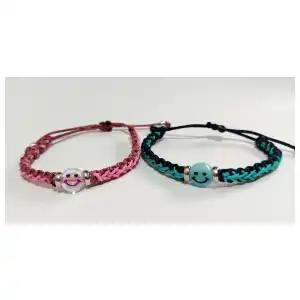 Pulsera macramé con trenza y carita feliz. p28B miniatura 1
