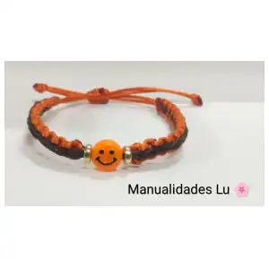 Pulsera macramé con trenza y carita feliz. p28B miniatura 2