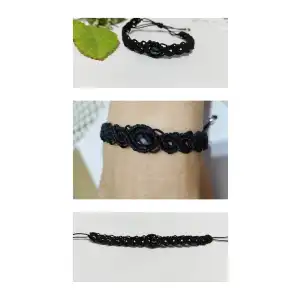 Pulsera macramé tejida con cristal en el centro. p1N miniatura 1
