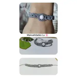 Pulsera macramé tejida con cristal en el centro. p1N miniatura 3