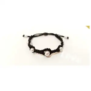 Pulsera macramé tejida con perlas. p41B miniatura 1