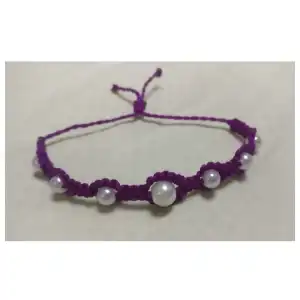 Pulsera macramé tejida con perlas. p41B miniatura 2