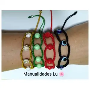 Pulsera macramé tejida en forma de cadenas. p44N miniatura 2