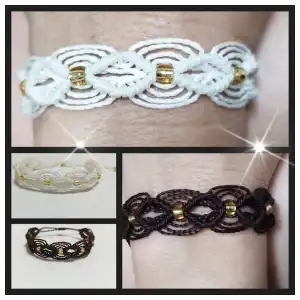 Pulsera macramé tejida de rombos y arcos. p18N miniatura 1