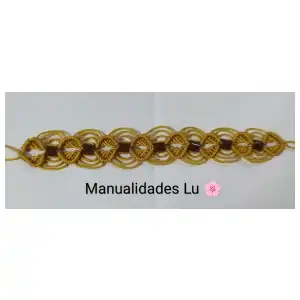 Pulsera macramé tejida de rombos y arcos. p18N miniatura 3