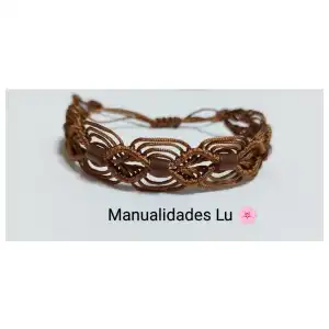Pulsera macramé tejida de rombos y arcos. p18N miniatura 4