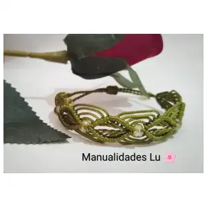 Pulsera macramé tejida de rombos y arcos. p18N miniatura 5