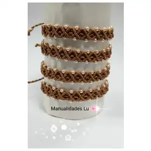 Pulsera macramé tejida en forma de rombos. p68B miniatura 2
