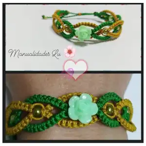 Pulsera macramé tejida entrelazada una dentro de otra. p60B miniatura 1