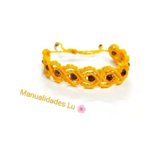 Pulsera macramé tejida cereza. p8N miniatura 3