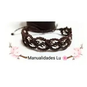 Pulsera macramé tejida entrecruzada doble. p19N miniatura 2