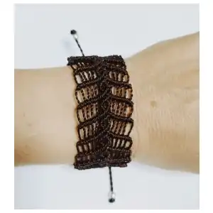 Pulsera macramé ancha en forma de espina. p32N miniatura 1