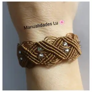 Pulsera macramé tejida ancha de rombos. p63B miniatura 2