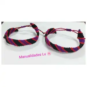 Pulsera macramé tejida en diagonal multicolor. p48N miniatura 3