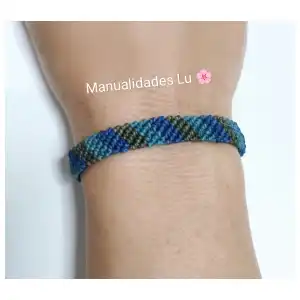 Pulsera macramé tejida en diagonal multicolor. p48N miniatura 4