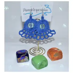 Aretes tejidos a crochet miniatura 3