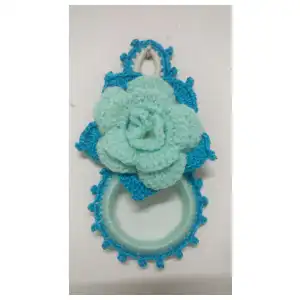 Colgadores de paños de cocina en forma de flor tejida a crochet miniatura 2