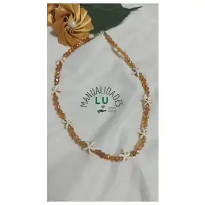 Collar de estrellas turquesa, perlas y cristales. #62A miniatura 1