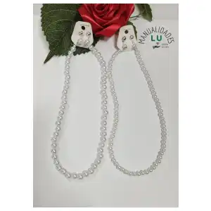 Juego de collar de perlas y aretes miniatura 1