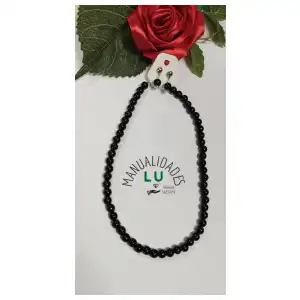 Juego de collar de perlas y aretes miniatura 2