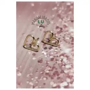 Par de aretes postes en forma de corazón. #33N miniatura 2