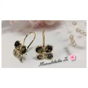 Par de aretes mariposa rellena. #81A miniatura 5