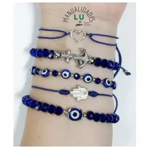 Pulsos azul rey con ojo turco y cristales swaroski miniatura 1
