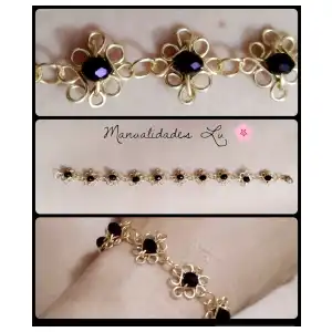 Pulsera con figuras cuadradas y cristales. (#97A) miniatura 2