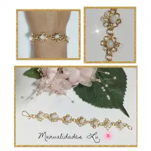 Pulsera con figuras cuadradas y cristales. (#97A) miniatura 1