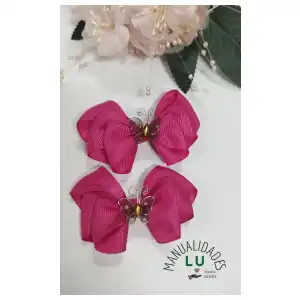 Par de lazos 3 capas con cinta 2.5 cm (#86A) miniatura 2