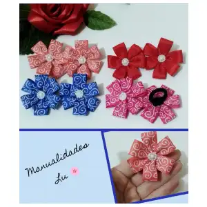 Par de felpitas con flor 6 pétalos. (#94A) miniatura 1