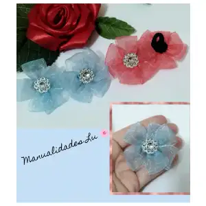 Par de felpitas con flor 6 pétalos. (#94A) miniatura 2