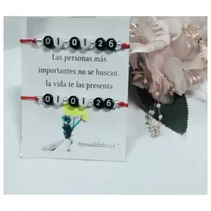 Pulsera macramé tejida con números. miniatura 2