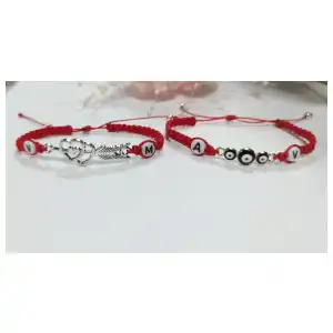 Pulsera macramé tejida con letra inicial. miniatura 2